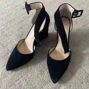 Jessica Simpson black suede wedge heels